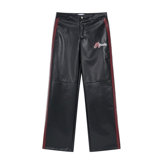 New-RHUDE Embroidered leather pants