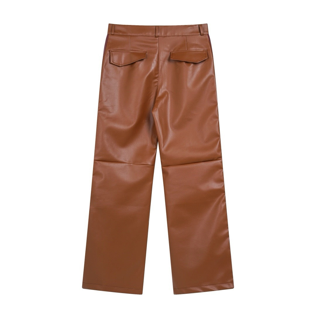 New-RHUDE Embroidered leather pants