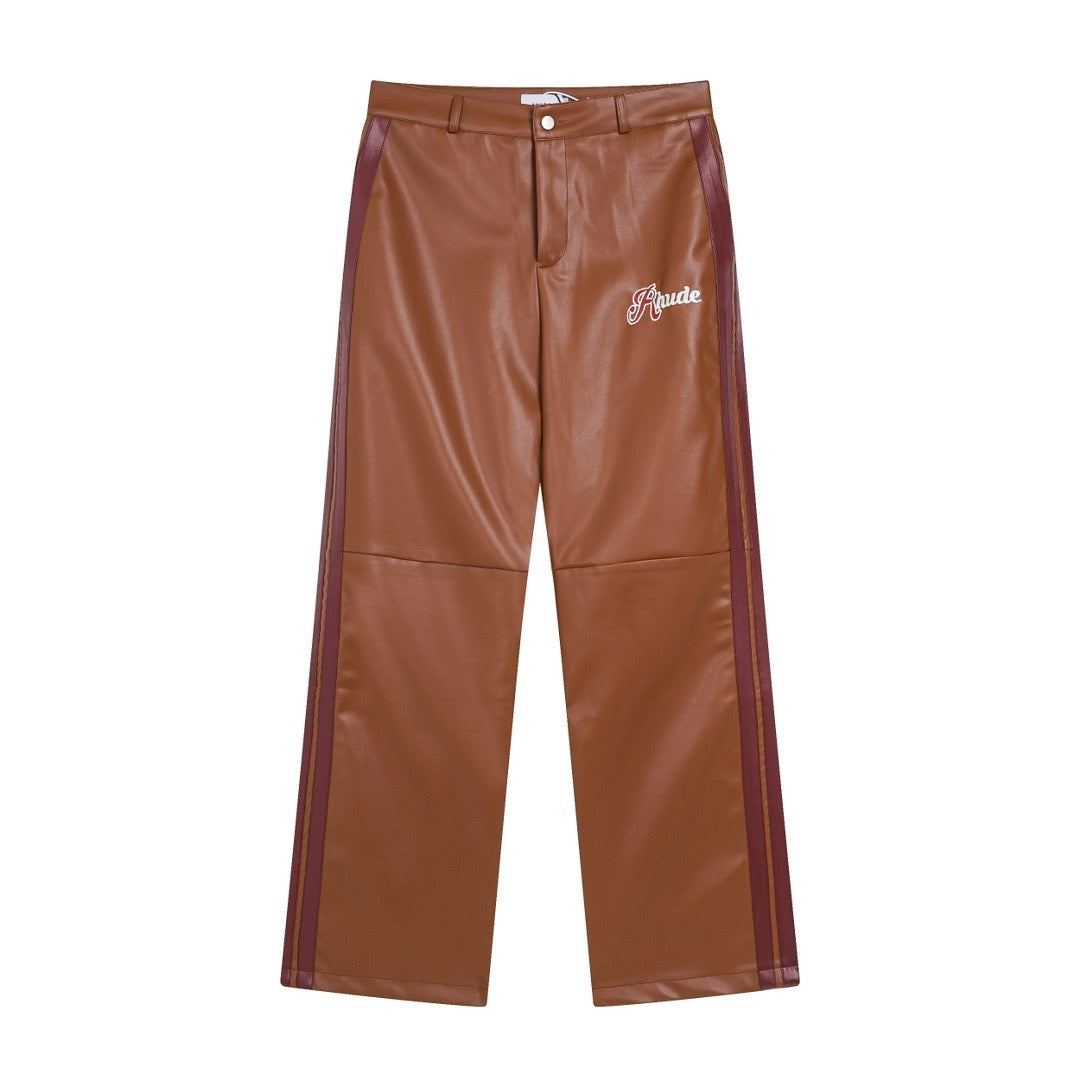 New-RHUDE Embroidered leather pants