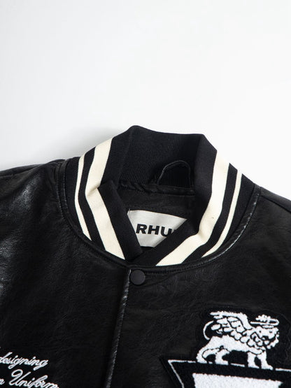 New-RHUDE Leather baseball jacket