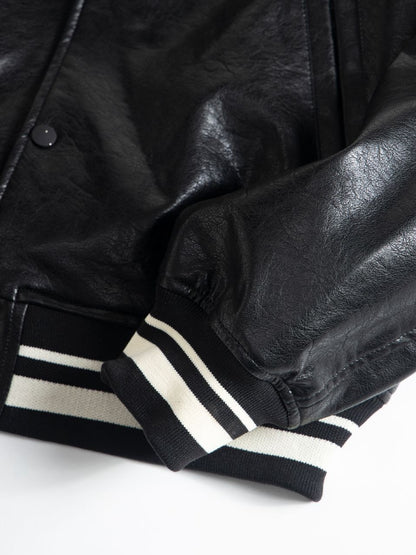 New-RHUDE Leather baseball jacket