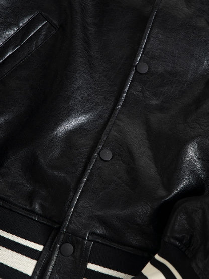 New-RHUDE Leather baseball jacket