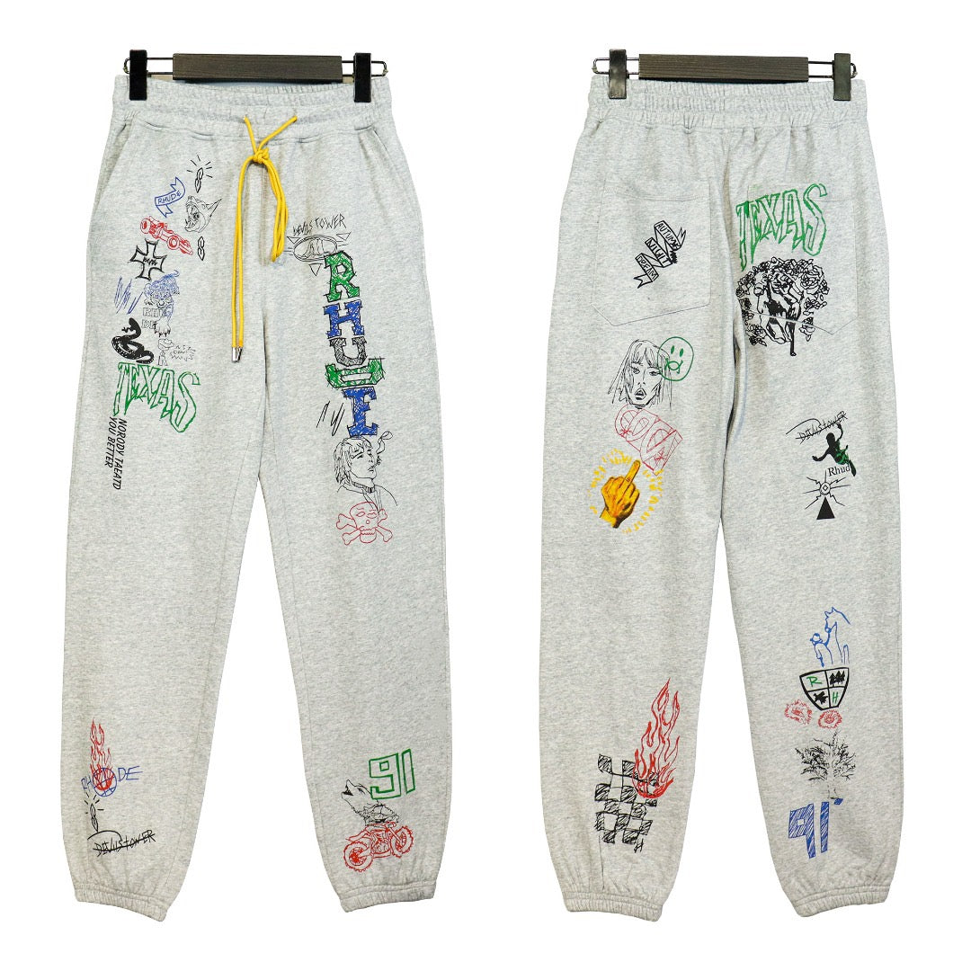 New-RHUDE Cartoon graffiti sweatpants