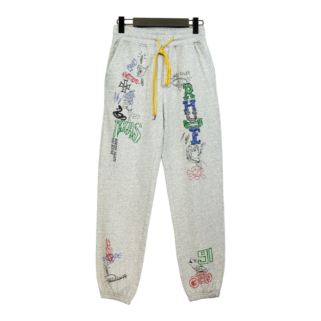 New-RHUDE Cartoon graffiti sweatpants