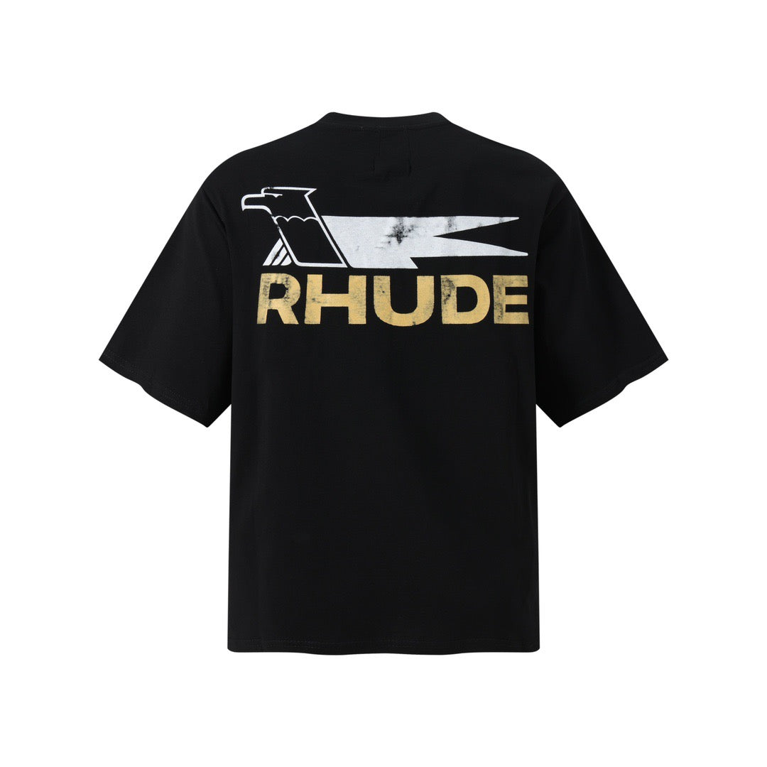 New-RHUDE Distressed Printing T-shirt