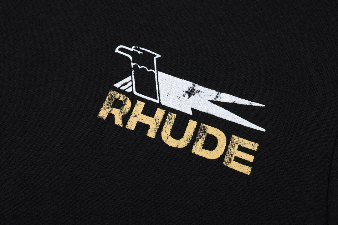 New-RHUDE Distressed Printing T-shirt