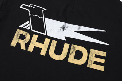 New-RHUDE Distressed Printing T-shirt