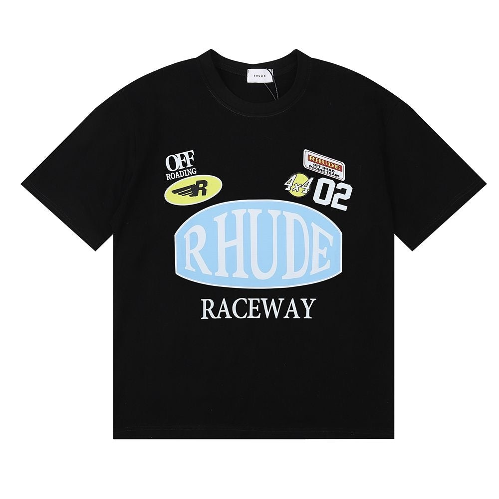 New-RHUDE Slogan badge logo T-shirt