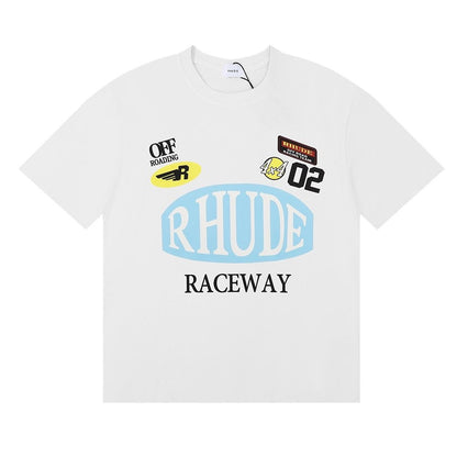 New-RHUDE Slogan badge logo T-shirt