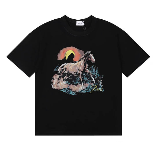 New-RHUDE Wild Horse Sunset Print T-shirt