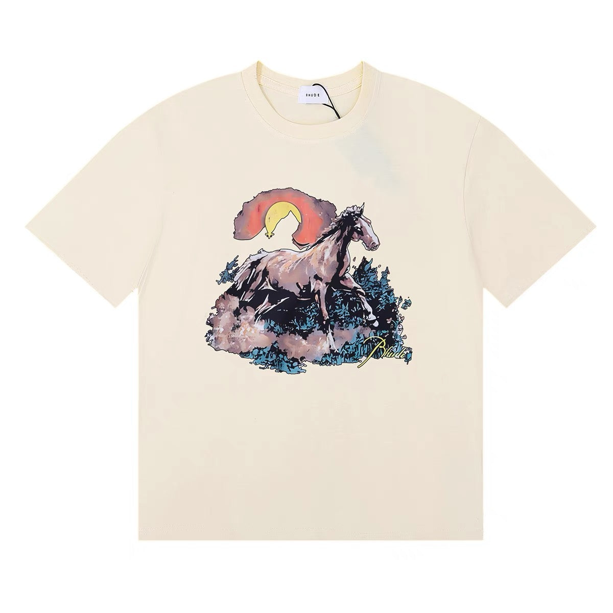 New-RHUDE Wild Horse Sunset Print T-shirt