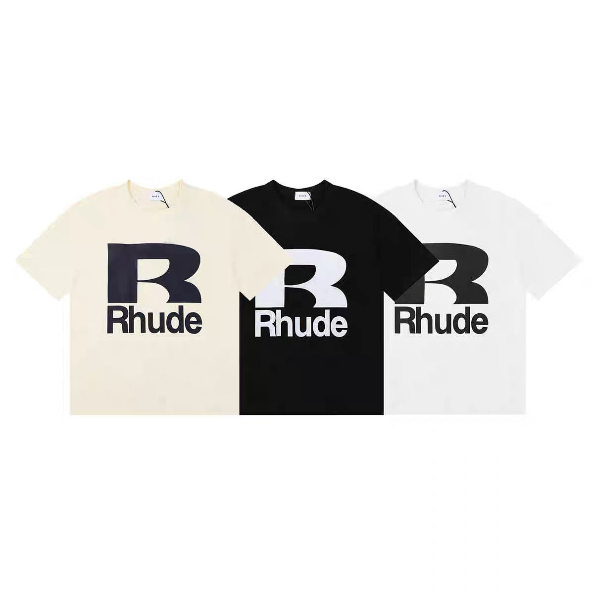 New-RHUDE Solid color printing T-shirt