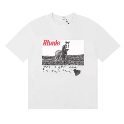 New-RHUDE Horse Print T-shirt