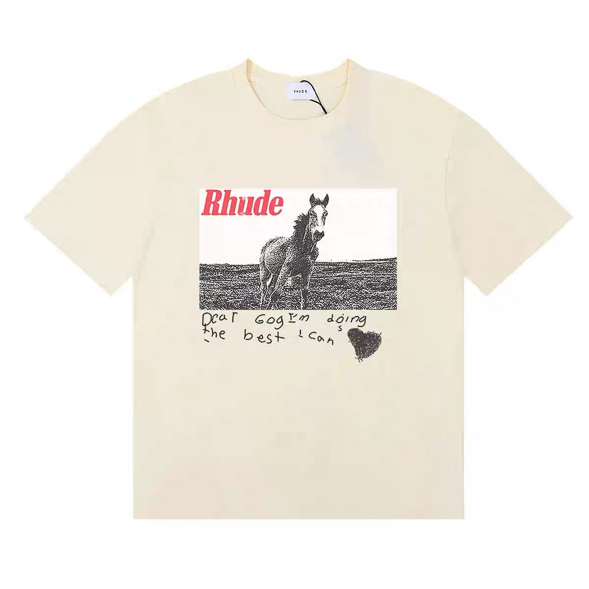 New-RHUDE Horse Print T-shirt