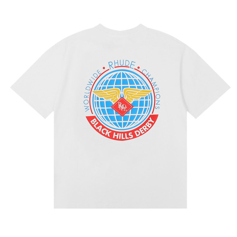 New-RHUDE Spring Summer Retro Logo T-shirt