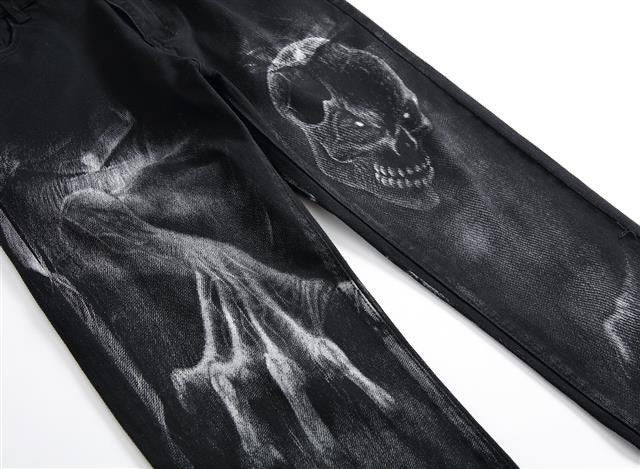 New-PHILIPP skull print jeans