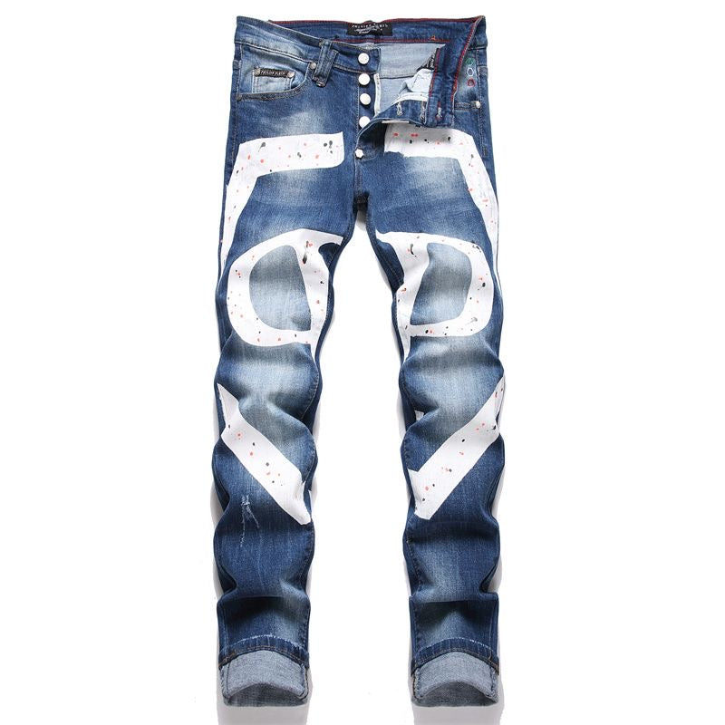 New-PHILIPP Lettering print jeans