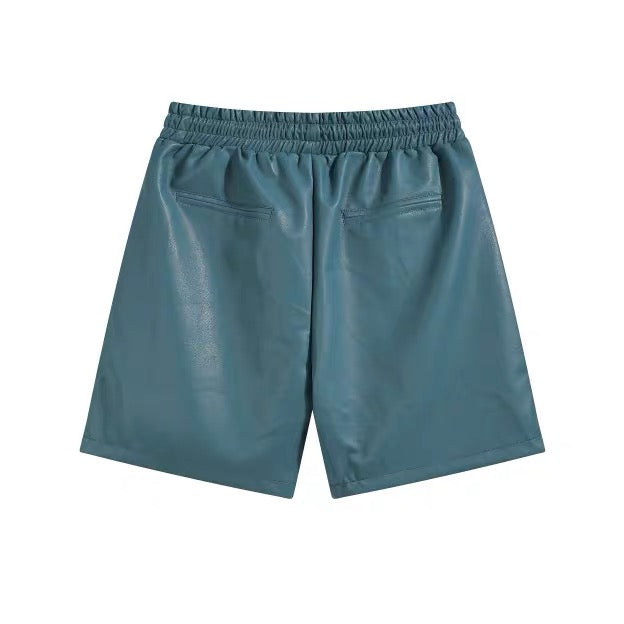 New-RHUDE Leather embroidered shorts