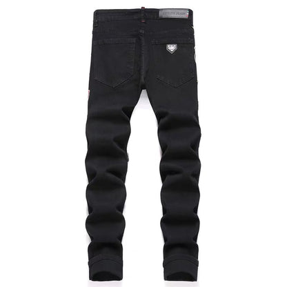 New-PHILIPP Tiger head patch jeans