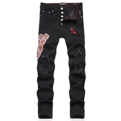 New-PHILIPP Tiger patch jeans