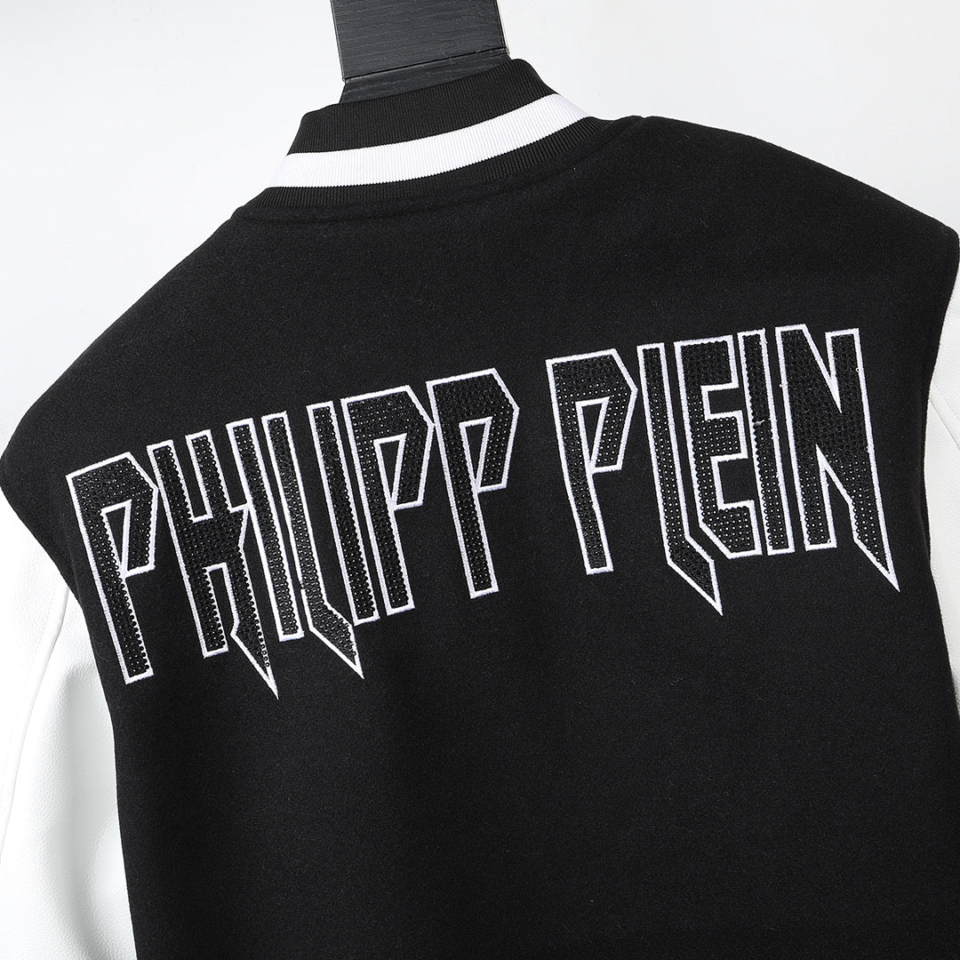 New-PHILIPP Leather Baseball Jacket